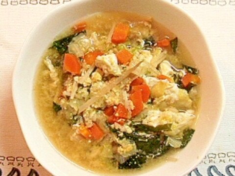 初心者でも簡単にできる 具たっぷり中華風の卵スープ
